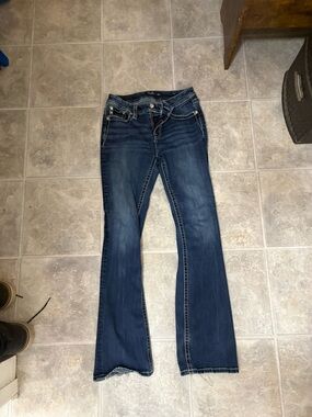 Miss Me Indigo Bootcut Jeans with Whiskered Detail